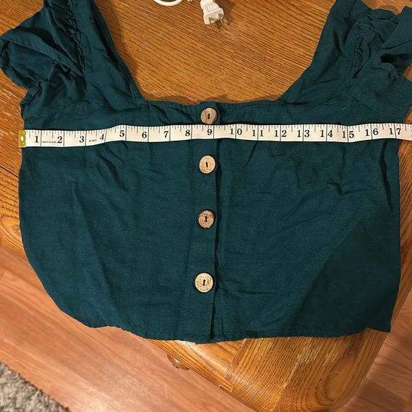 Billabong green puff sleeve button up crop top - Picture 6 of 6